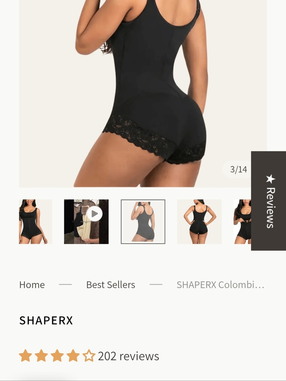 SHAPERX Colombian Tummy Control Faja with Zip & Hooks, Post Surgical Bodysuit XL - Picture 3 of 7